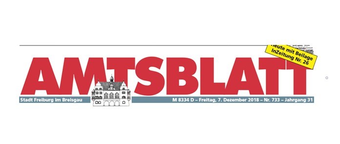 Der nachfolgende Artikel ist im Amtsblatt vom 7.12.2018 erschienen